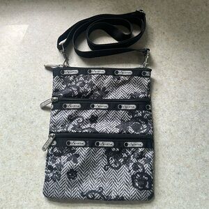 LeSportSac Black Triple Zip Crossbody Bag